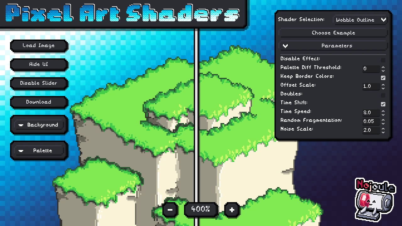 Pixel art UI elements showcase